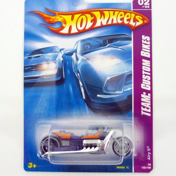 Hot Wheels Airy 8 Team Custom Bikes #2 of 4 Purple Die-Cast Motorcycle 2008 - Picture 1 of 1
